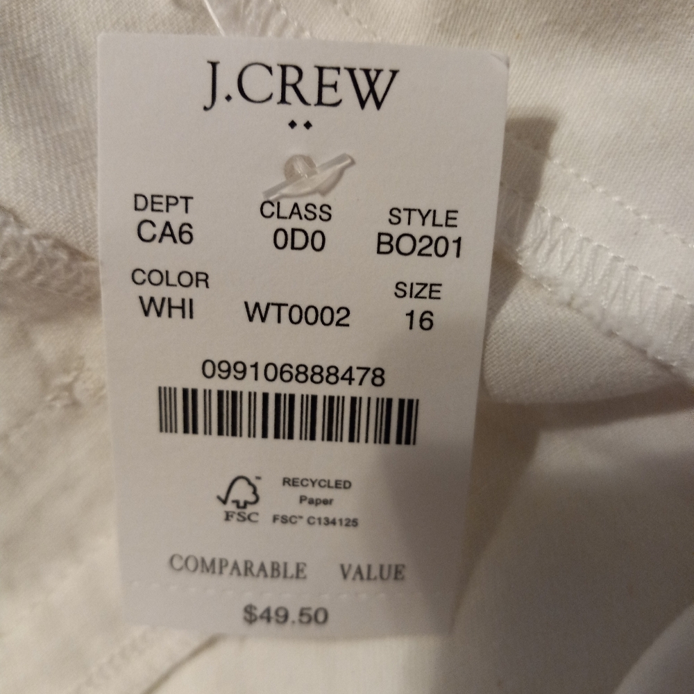 J. Crew 16 Preppy Cotton White 7" Shorts New! - Picture 7 of 9